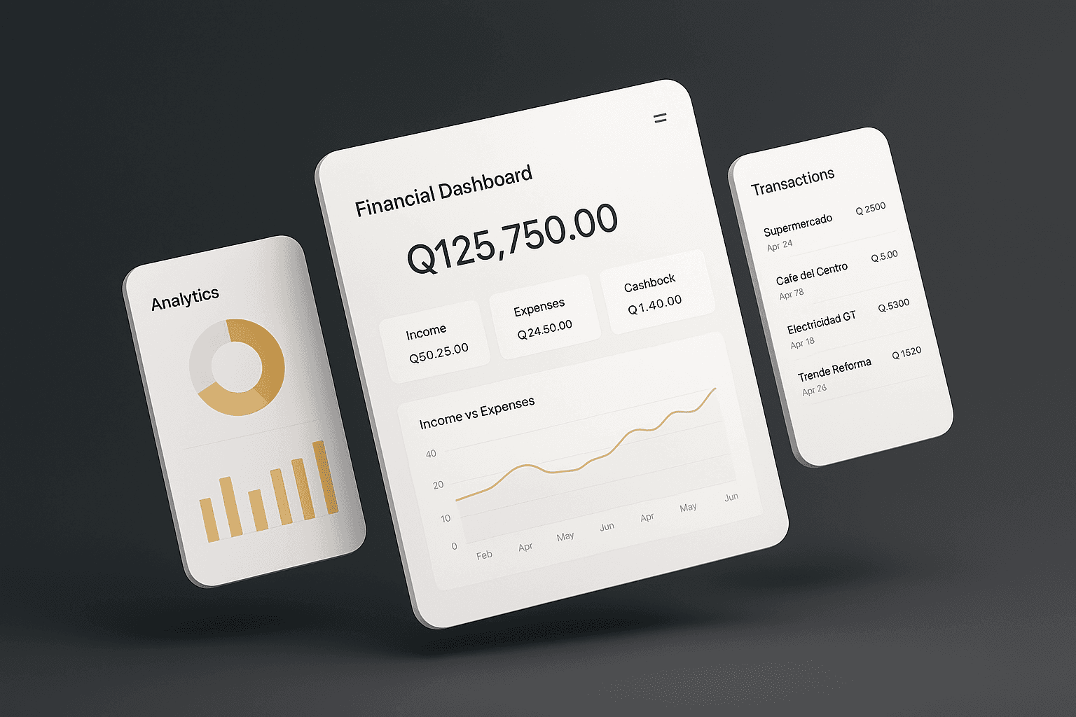 Dashboard de Concavo mostrando balance y análisis financiero
